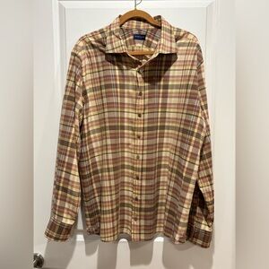 Proper Cloth Shirt XL Madras Green Plaid Men's 100% Cotton Lightweight Summer